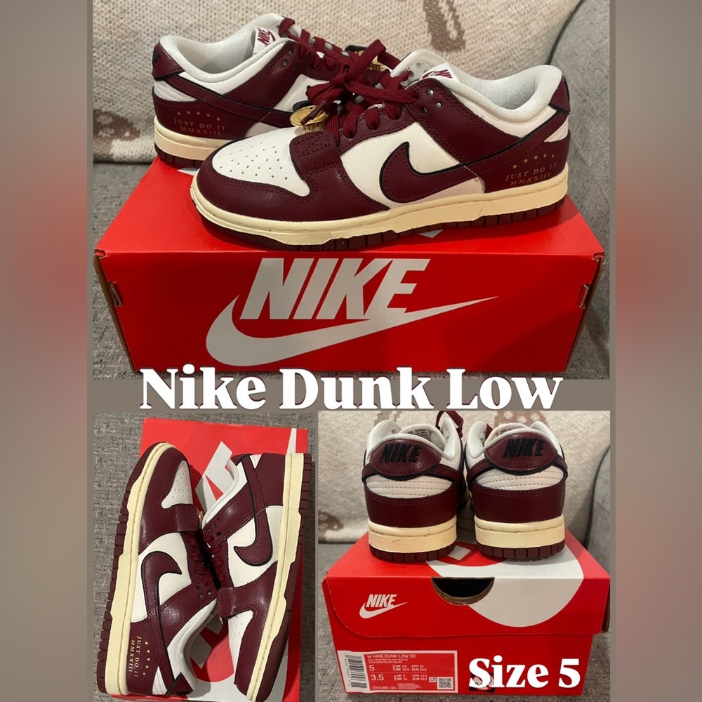 Nike Dunk Low Sneakers - Maroon and White